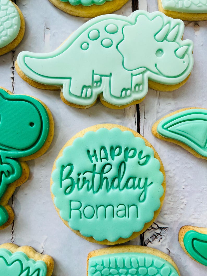 Dinosaur theme birthday party fondant iced sugar cookies individually wrapped image 8