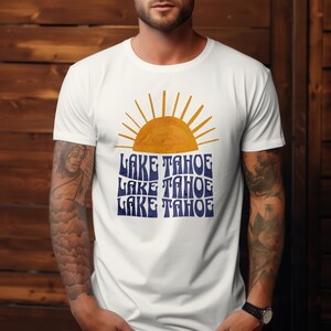 Lake Tahoe Shirt Retro Wave unisex t-shirt Cadeau voor mannen Cadeau voor vrouwen Workoutuitrusting Stranduitrusting Outdooruitrusting