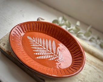 Ceramic Trinket Dish With Botanical Print