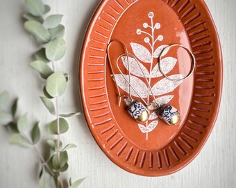 Ceramic Trinket Dish With Botanical Print