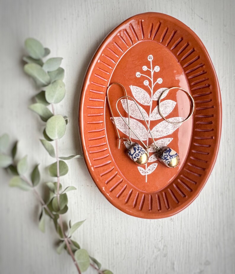 Ceramic Trinket Dish With Botanical Print image 1