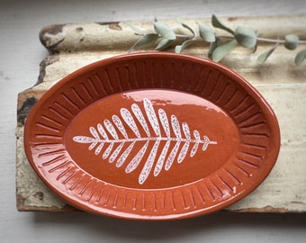 Ceramic Trinket Dish With Botanical Print