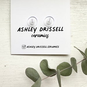 Ceramic Stud Earrings With Botanical Patterns and Gold Luster image 5