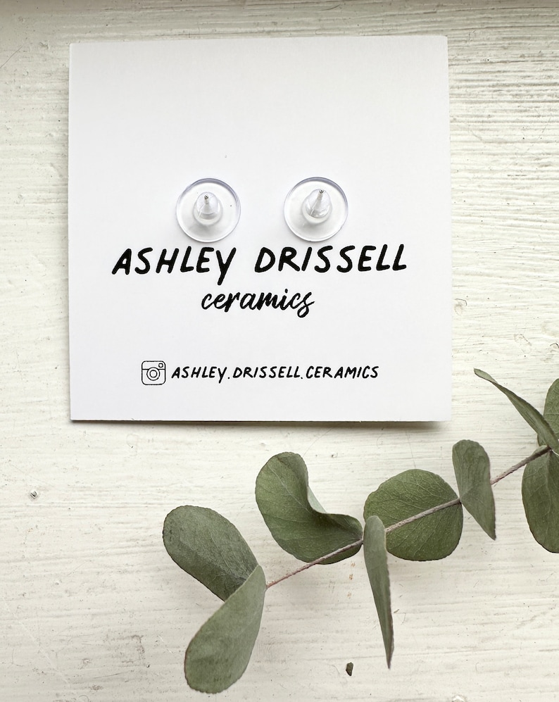 Ceramic Stud Earrings With Botanical Patterns and Gold Luster image 5