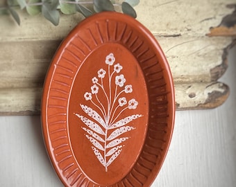 Ceramic Trinket Dish With Botanical Print