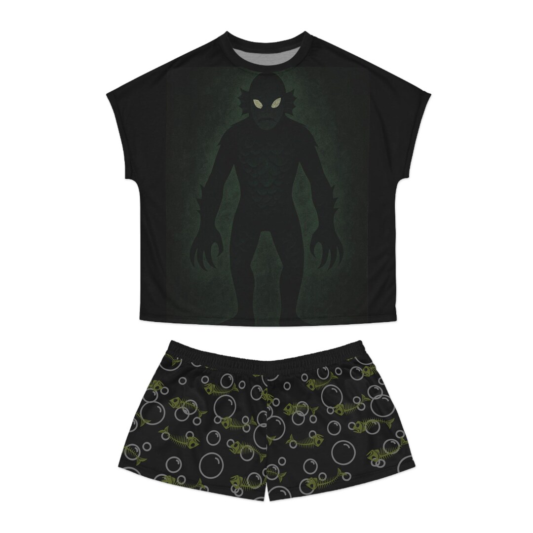 Lagoon Monster Pajama Set: Women's Spooky Halloween Sleepwear - Etsy