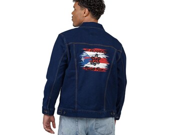 Embroidered Denim Jacket: Mi Residencia Puerto Rico, Unisex Casual Wear