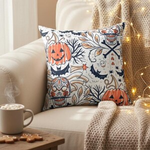 Spooktacular Dreams: Square Halloween Pillow, Adding Eerie Elegance to Your Decor #HalloweenPillow