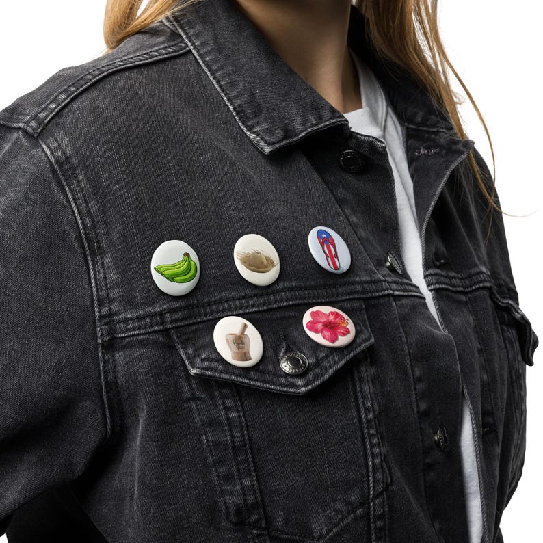 Puerto Rico Pin Set • Boricua Buttons • Pava Plátanos Pilón Amapola ...