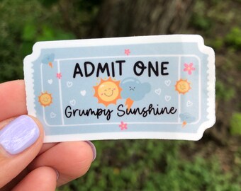 Grumpy sunshine bookish sticker | Bookish sticker | Book worm sticker | Cute bookish sticker