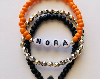 Little girls Halloween stack bracelet set | Halloween beaded bracelet set | Little girls stack bracelet set | Toddler bracelet set