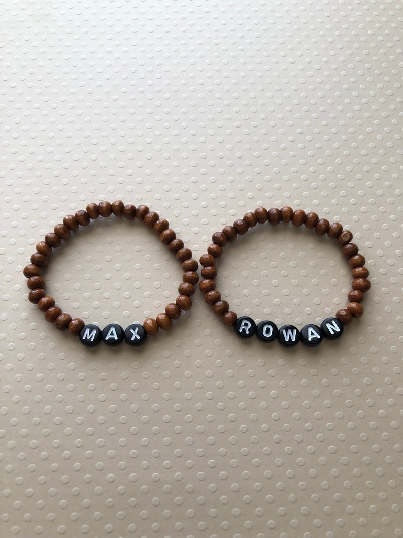 Boys Name Bracelet Boys Name Wood Bracelet Boys Bracelet Etsy