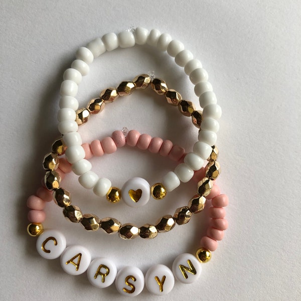 Little girls stacker bracelet set | Girls bracelet set | Custom name bracelet set | Bracelet set for little girls with name