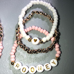 Little girls stacker bracelet set Girls bracelet set Custom name bracelet set Bracelet set for little girls with name image 6