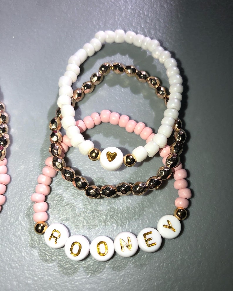 Little girls stacker bracelet set Girls bracelet set Custom name bracelet set Bracelet set for little girls with name image 6