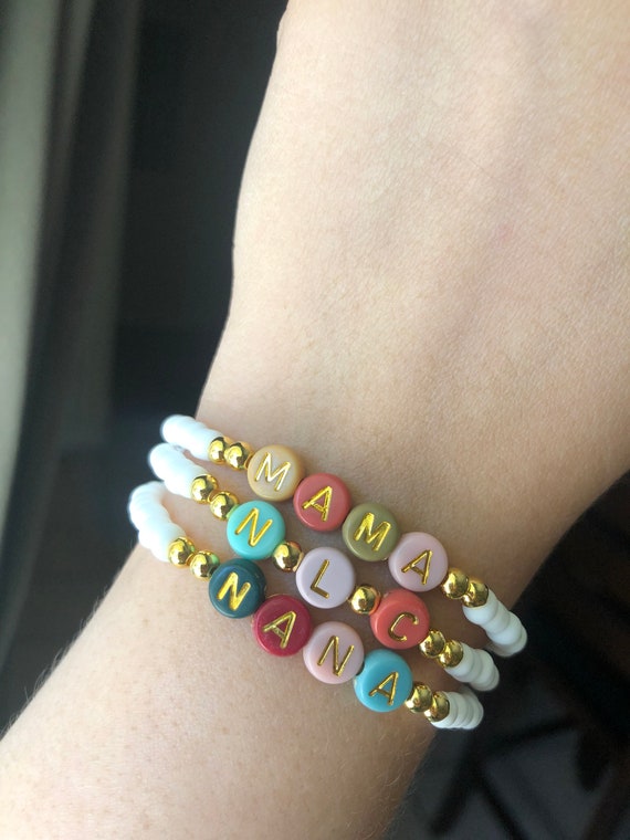 Stackable name bracelets discount
