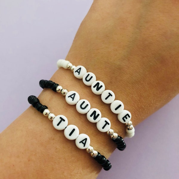 Aunt bead bracelet | Name bracelet | Auntie bracelet | Tia bracelet | Gift for aunt to be | Gift for aunt | Gift for auntie