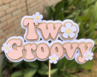 Two groovy cake topper | Second birthday cake topper | Retro birthday cake topper | Daisy cake topper | Retro cake topper