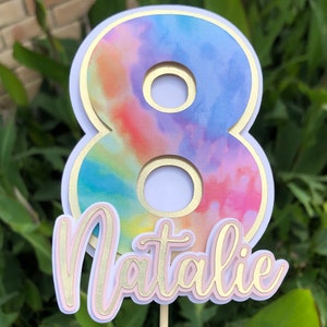 Tye dye cake topper | Groovy cake topper | Name cake topper | Number cake topper