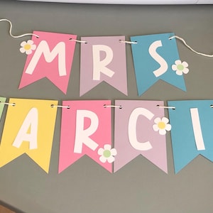 Custom name banner | Custom word banner | Teacher name banner | Teacher classroom banner | Teacher banner gift | Pastel custom banner