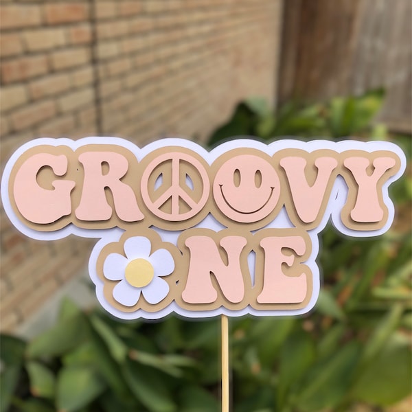 Groovy one cake topper | Retro first birthday cake topper | Boho cake topper | First birthday cake topper | Retro font cake topper