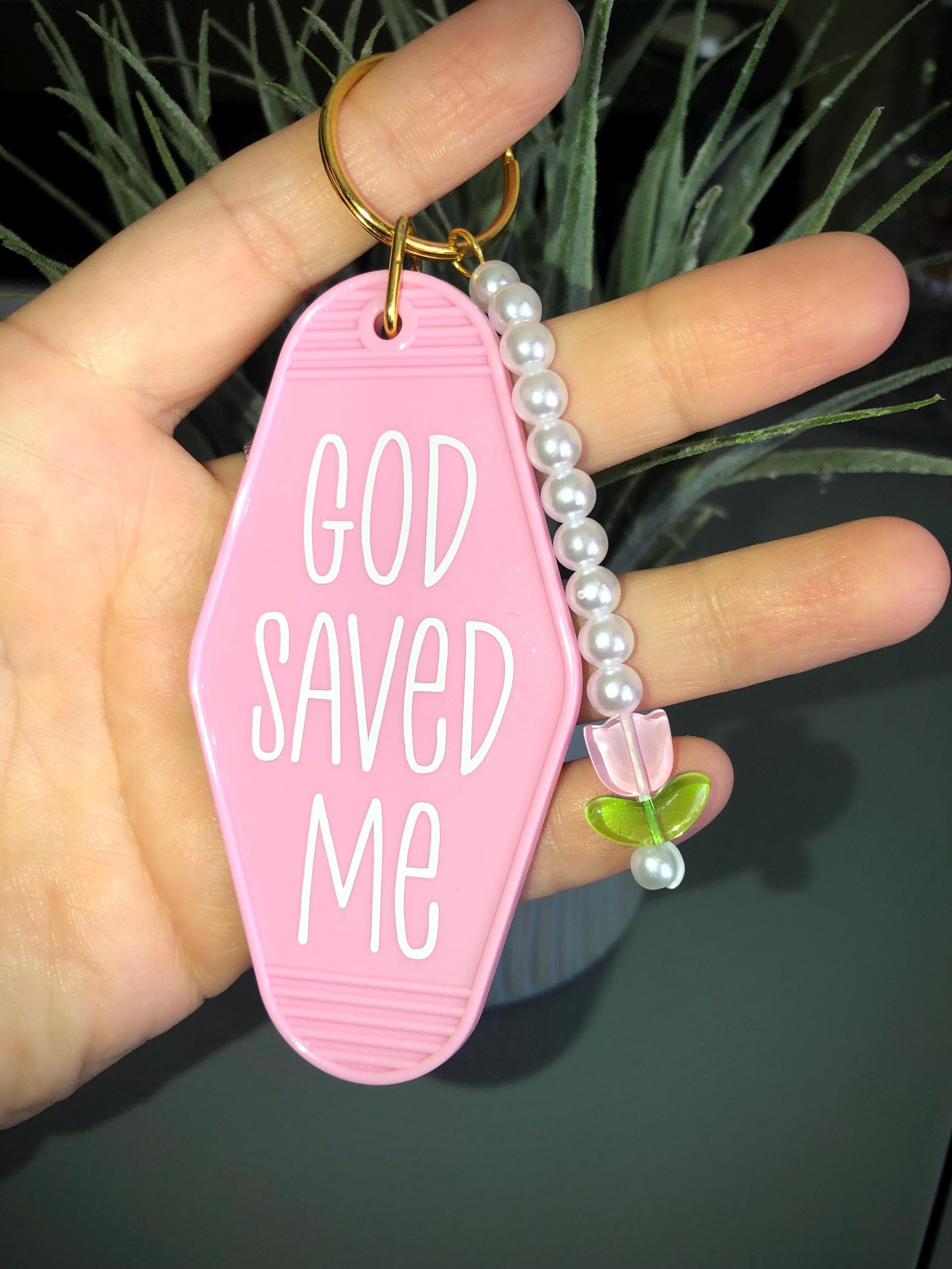 God Saved Me Keychain | Faith Keychain | Cute Motel Keychain ...
