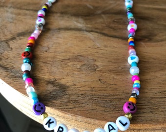 Girls name necklace | Y2K jewelry | Y2K necklace | Beaded name necklace | Rainbow necklace | Kids name jewelry | Kids name necklace