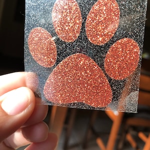 Paw print iron on decal | Paw iron on | Pet print iron on decal | Glitter paw print iron on decal