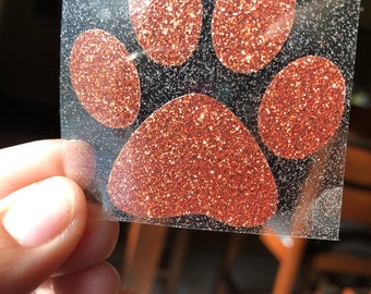 Paw print iron on decal | Paw iron on | Pet print iron on decal | Glitter paw print iron on decal