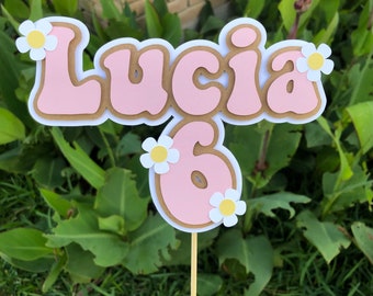 Groovy cake topper | Custom name groovy name cake topper | Retro cake topper | Daisy cake topper | Girls name cake topper