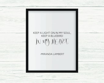 Miranda Lambert / Bluebird canción letra signo / Home Decor Sign / Wall Sign