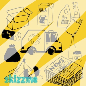 Waste separation 18 plotter files, 9 motifs, SVG, PNG, waste paper, garbage truck, plastic, old cardboard, battery, compost, old glass, milk carton, etc.