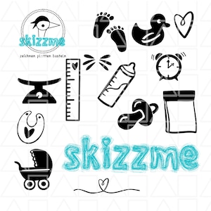 13 motivos de bebê balanças chupetas calendário carrinhos e muito mais PNG e SVG