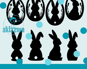 File plotter conigli coniglietti pasquali uova di Pasqua SVG PNG