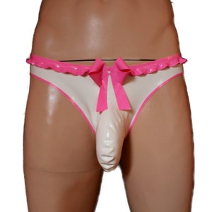 Boom Latex Men&#39;s tanga with ruffles and bow tie fully formed pouch super sexy