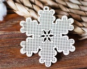Wood cross stitch blank snowflakes pattern wooden shapes embroidery blank winter christmas ornaments