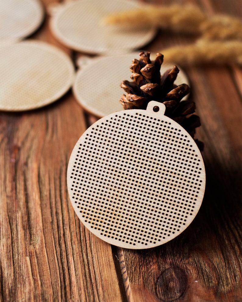 Wood cross stitch blanks bauble ornaments circle shapes craft Etsy