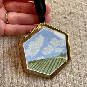 Original Art Locket - Mini Painting - Landscape Painting - Original Gouache Painting - &quot;Classic Landscape&quot; - Mini Art - Framed Art