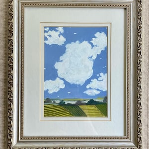 Original Landscape - Gouache Painting - Landscape Painting - &quot;Sown&quot; - Original Artwork