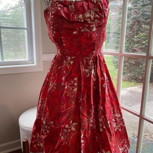 Vintage Alfred Shaheen 1950s Hawaiian Cotton Print Dress