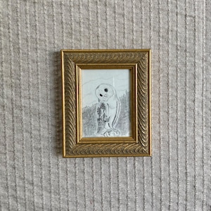 Original Artwork - Original Charcoal and Graphite Drawing - &quot;Owl&quot; - Framed Original Art - Not a print - Tiny Art
