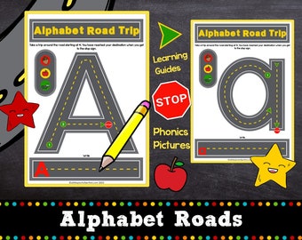 Alphabet Road Buchstabenmatten: Verfolgen, Schreiben und Phonetik, bedruckbare Matten, Buchstabenbildung, Hausschulaktivitäten für Pre-K und K