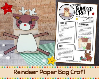 Rentier Handwerk Weihnachten druckbare Vorlage und Wegbeschreibung (Handwerk, Dekoration, Puppet, Leckerlibeutel)