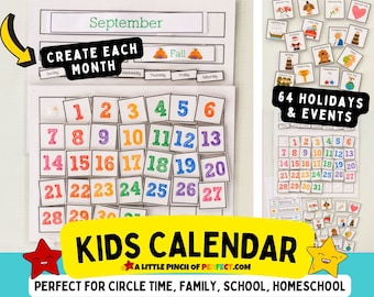 Interaktiver KIDS Kalender für Zuhause oder das Klassenzimmer: Verwenden Sie für Jahre