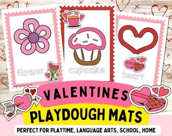 Valentinstag druckbare Spielmatte zum LERNEN & SPIELEN für Kleinkinder, Vorschule, Kindergarten, Hausschule, Montessori