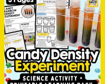 Kegelspiel Regenbogen Dichte Experiment Printable | Naturwissenschaftliche Arbeitsblätter K-5 | Homeschool MINT Aktivität | Einfach praktisch