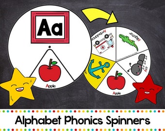 Alphabet Phonics Spinners Set Letters A-Z, Homeschool Activities, Preschool and Kindergarten, Printable Curriculum Helper, Learning Activity