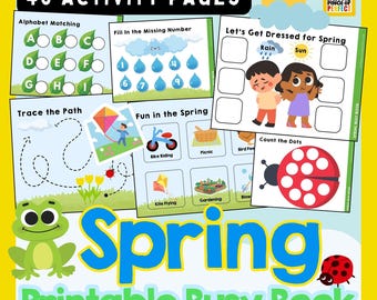 Spring Busy Book: Mehr als 40 druckbare Aktivitäten für Spaß und Lernen | Kinderaktivität | Vorschule | Kleinkind | Hausschulaktivität | Montessori