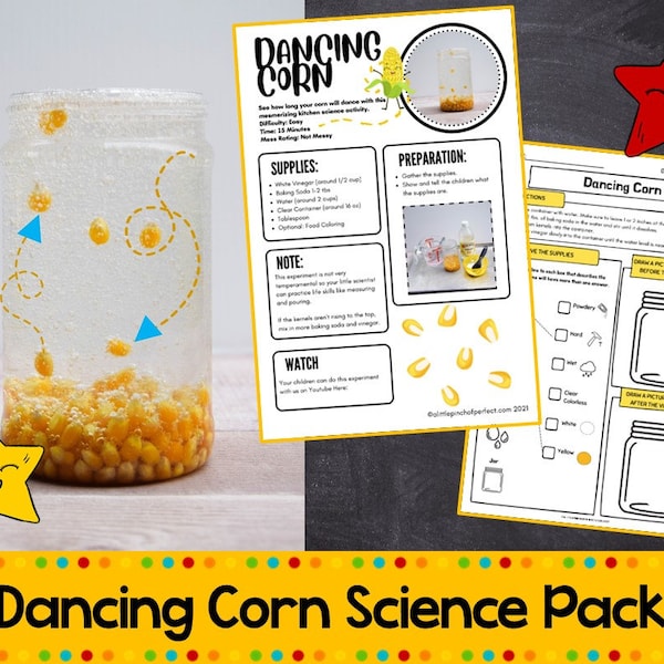 Dancing Corn Kids Science Experiment Activity Pack: Printable Do At Home or School Learning