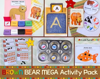 Toddler and Preschooler Brown Bear What Do You See MEGA PACK, Eric Carle, Shapes, Color Matching, Educational Games, Instant Printable